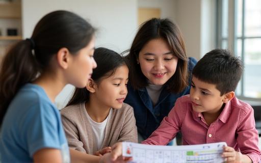 Immigrant family receiving orientation support and community referrals in Dublin
